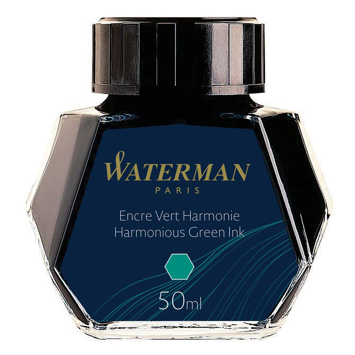 Waterman Bottled Ink For Fountain Pens - Black, Turquoise, Red & Green