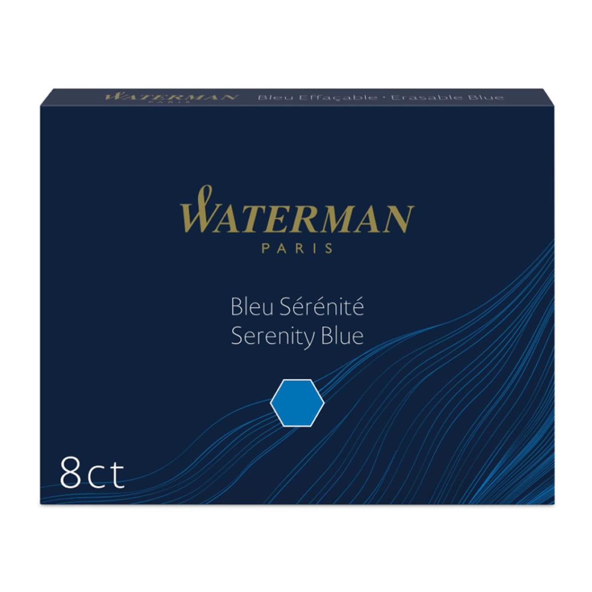 Pack of 8 Large Waterman Fountain Pen Cartridges - Blue