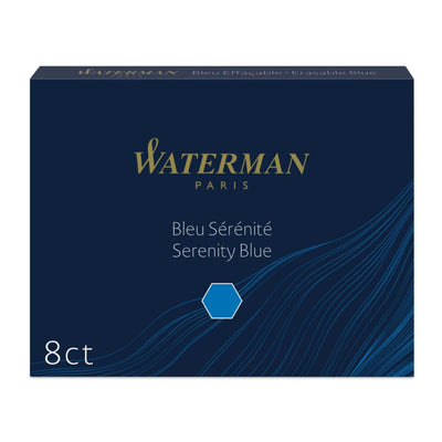 Pack of 8 Large Waterman Fountain Pen Cartridges - Blue