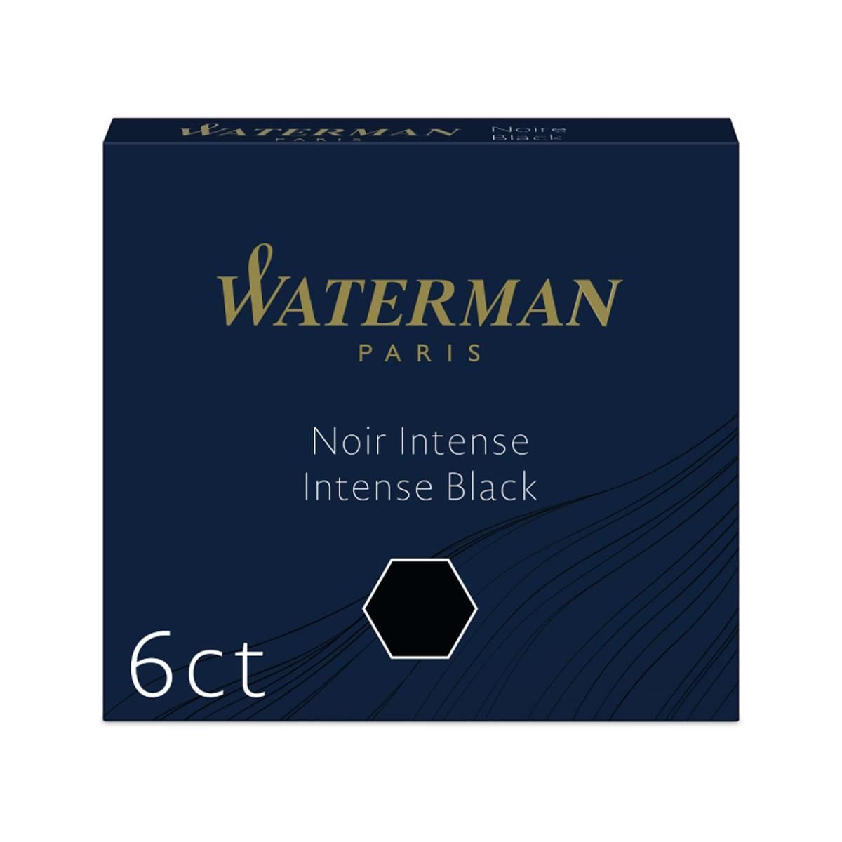 Pack of 6 Short International Waterman Fountain Pen Cartridges - Black