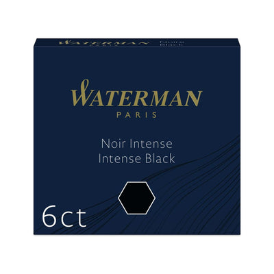Pack of 6 Short International Waterman Fountain Pen Cartridges - Black