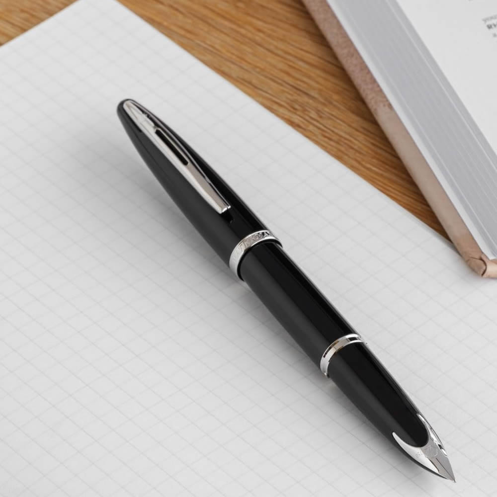 Waterman Carene Fountain Pen - Black Lacquer Silver Trim