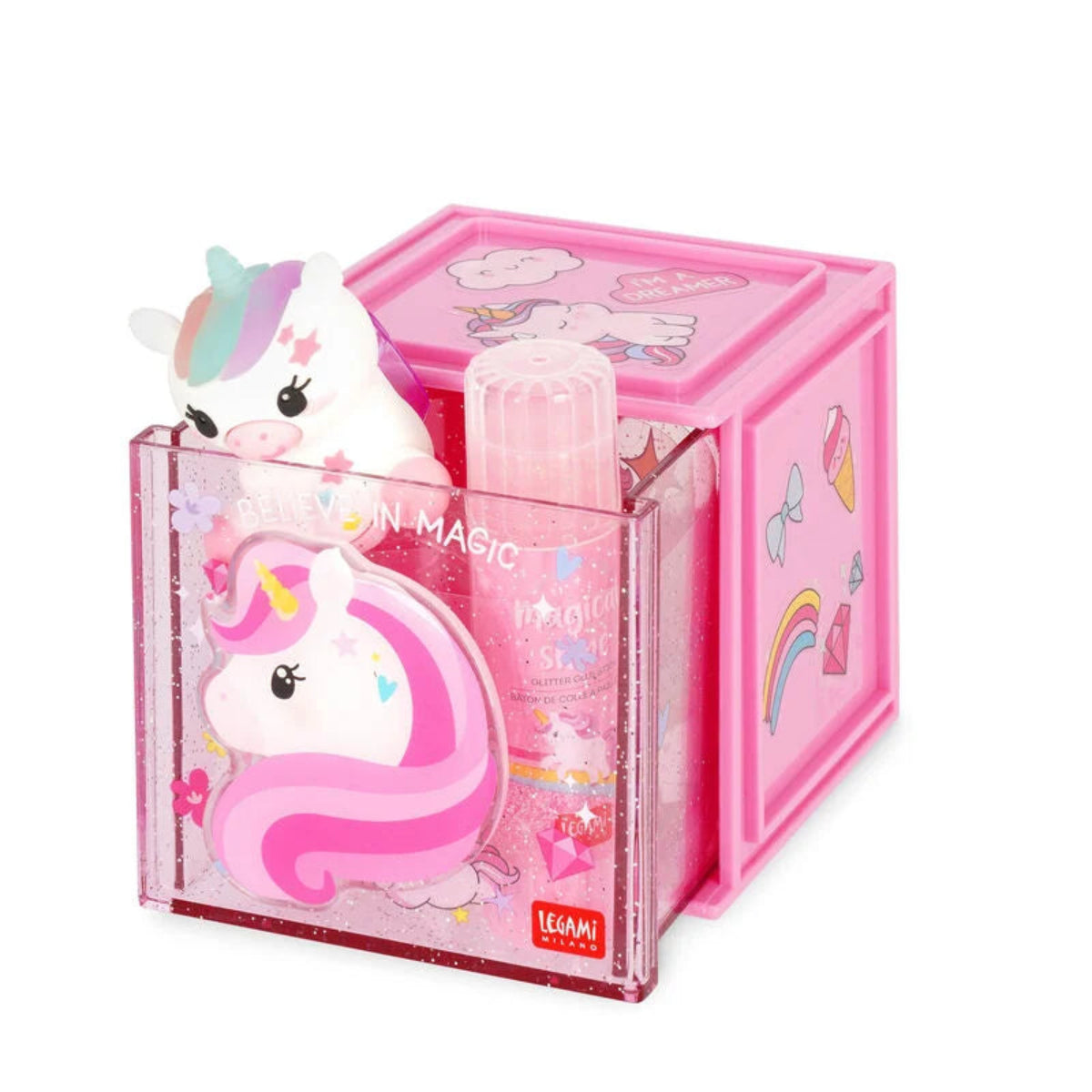Legami Stackable Desk Storage Box - Cutie Cube - Unicorn