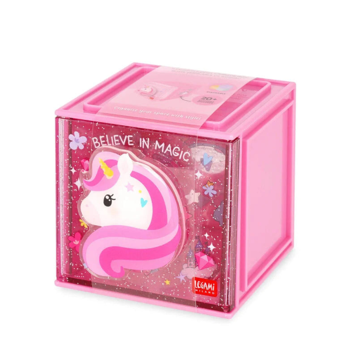 Legami Stackable Desk Storage Box - Cutie Cube - Unicorn