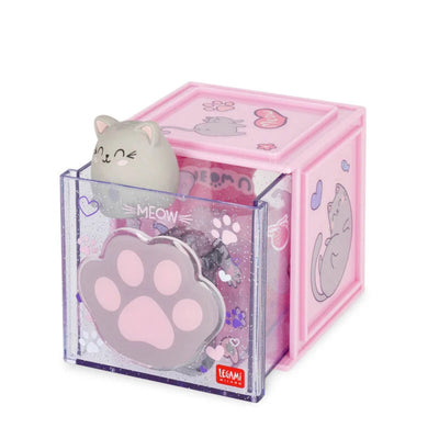 Legami Stackable Desk Storage Box - Cutie Cube - Kitty