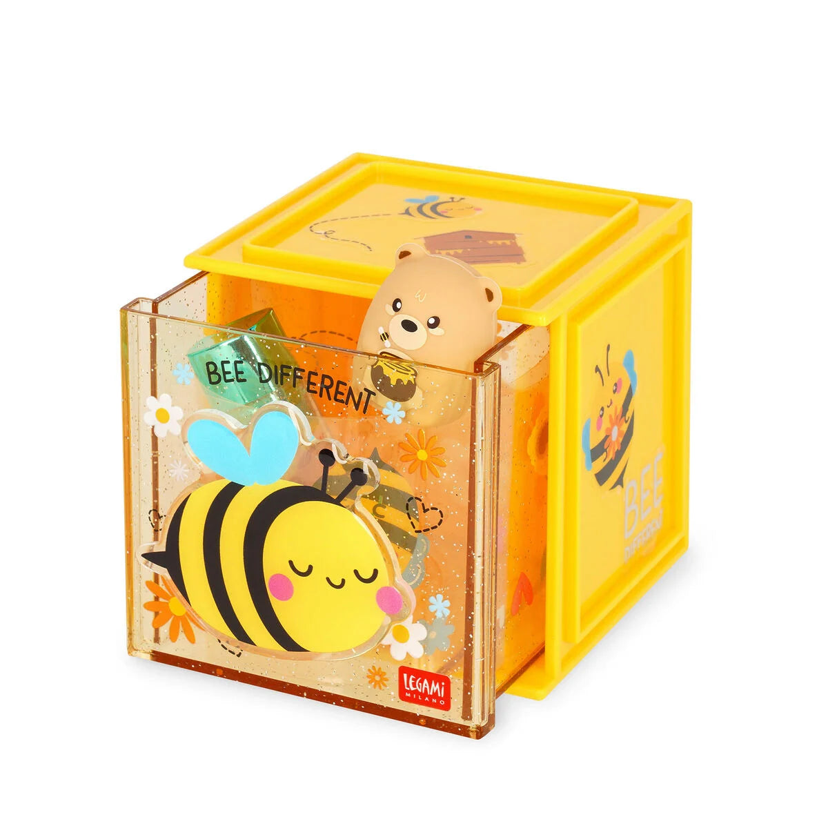 Legami Stackable Desk Storage Box - Cutie Cube - Bee