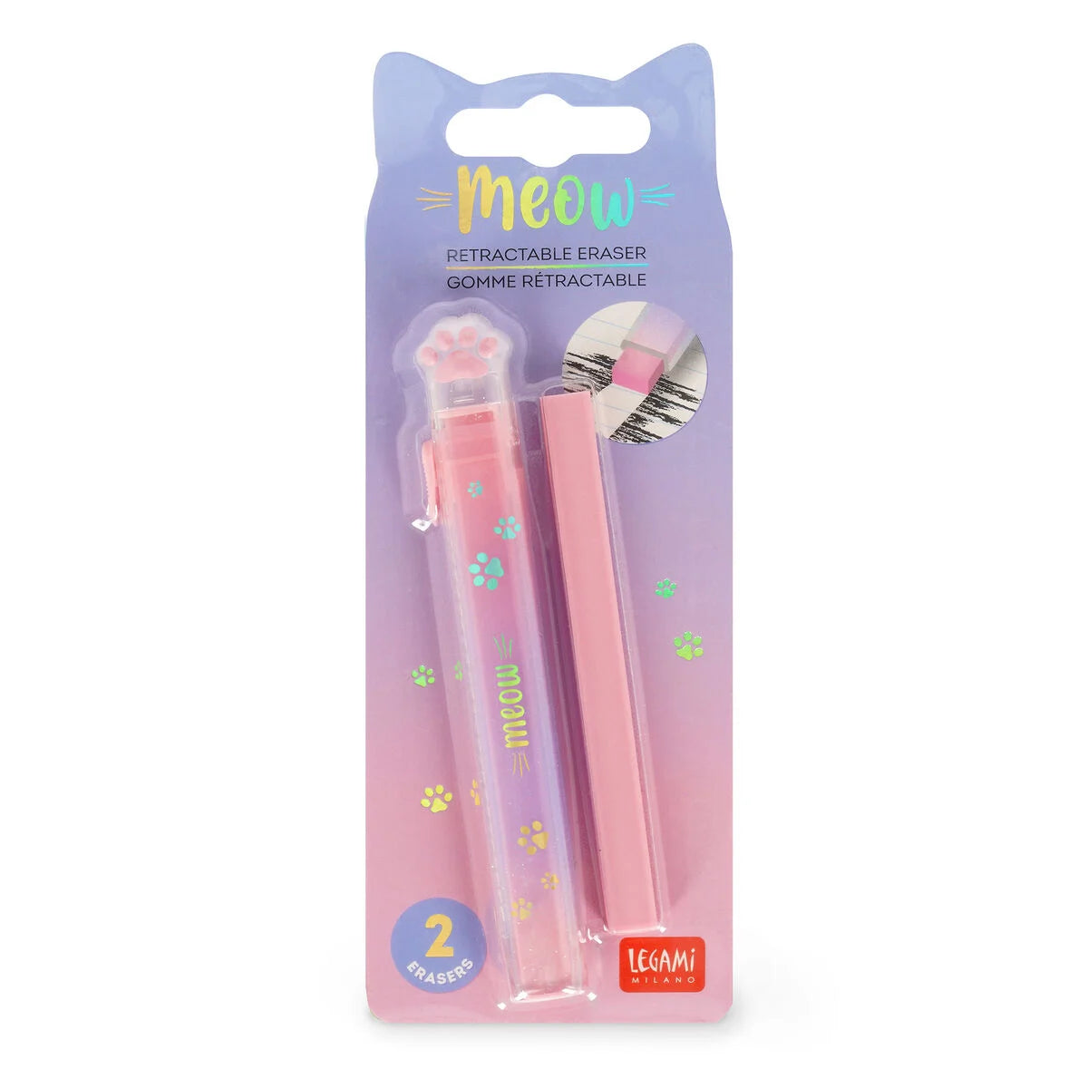 Legami Retractable Eraser with Refill - Meow