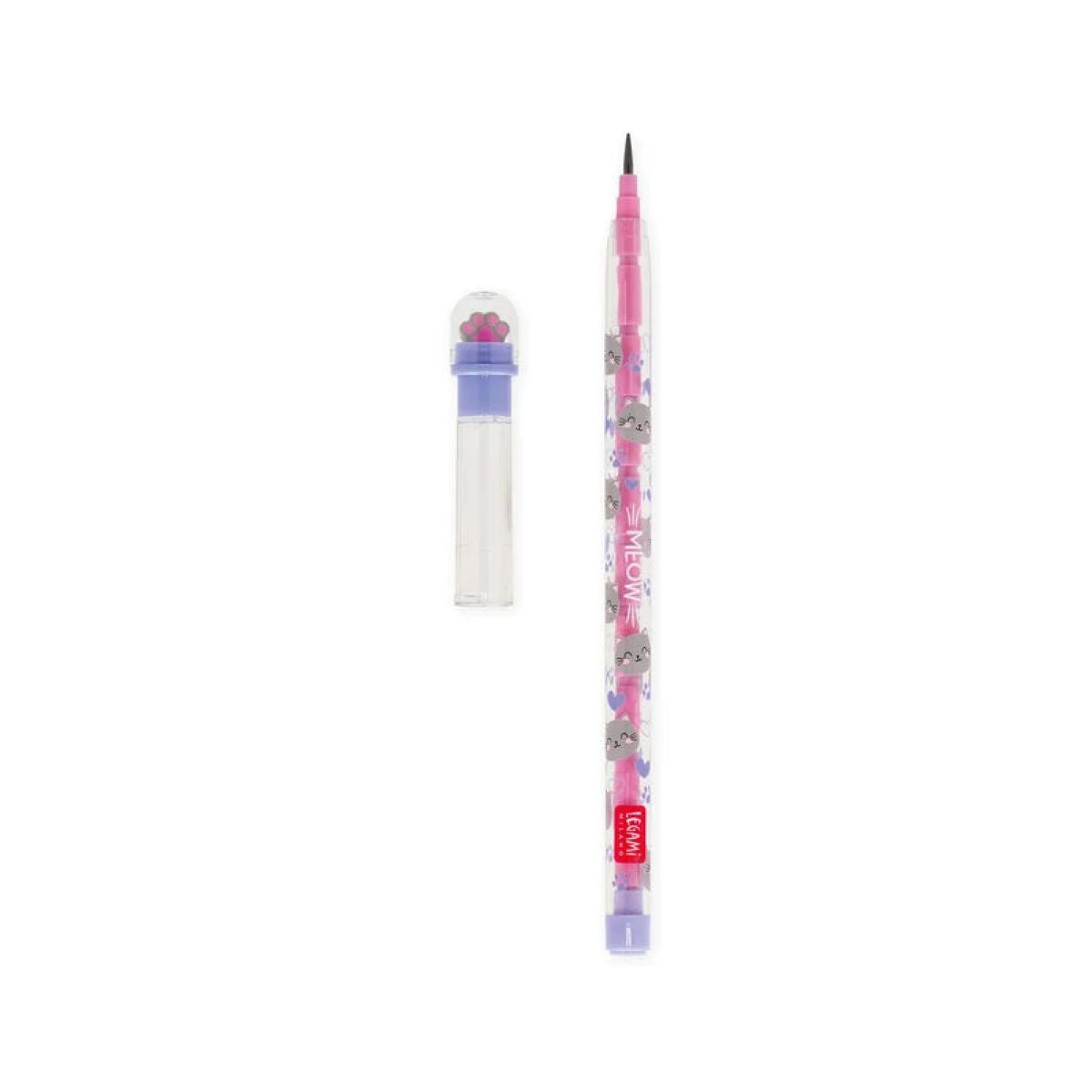 Legami Stackable Pencil with Eraser - Take a Tip - Kitty