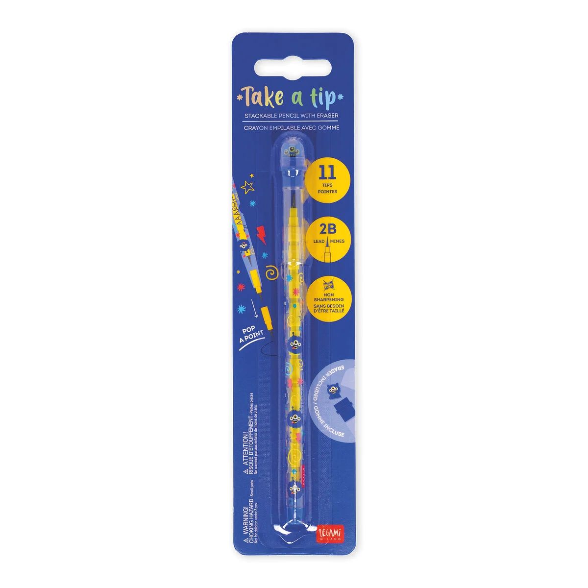 Legami Monster Stackable Pencil with Eraser - Take a Tip