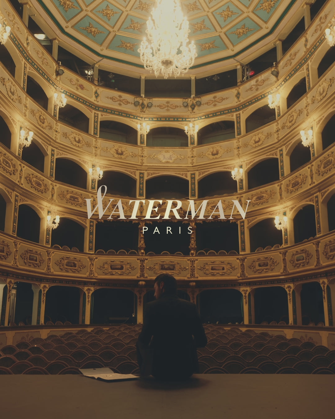 Waterman Expert Deluxe Opera Collection Black Gold Trim Ballpoint Pen