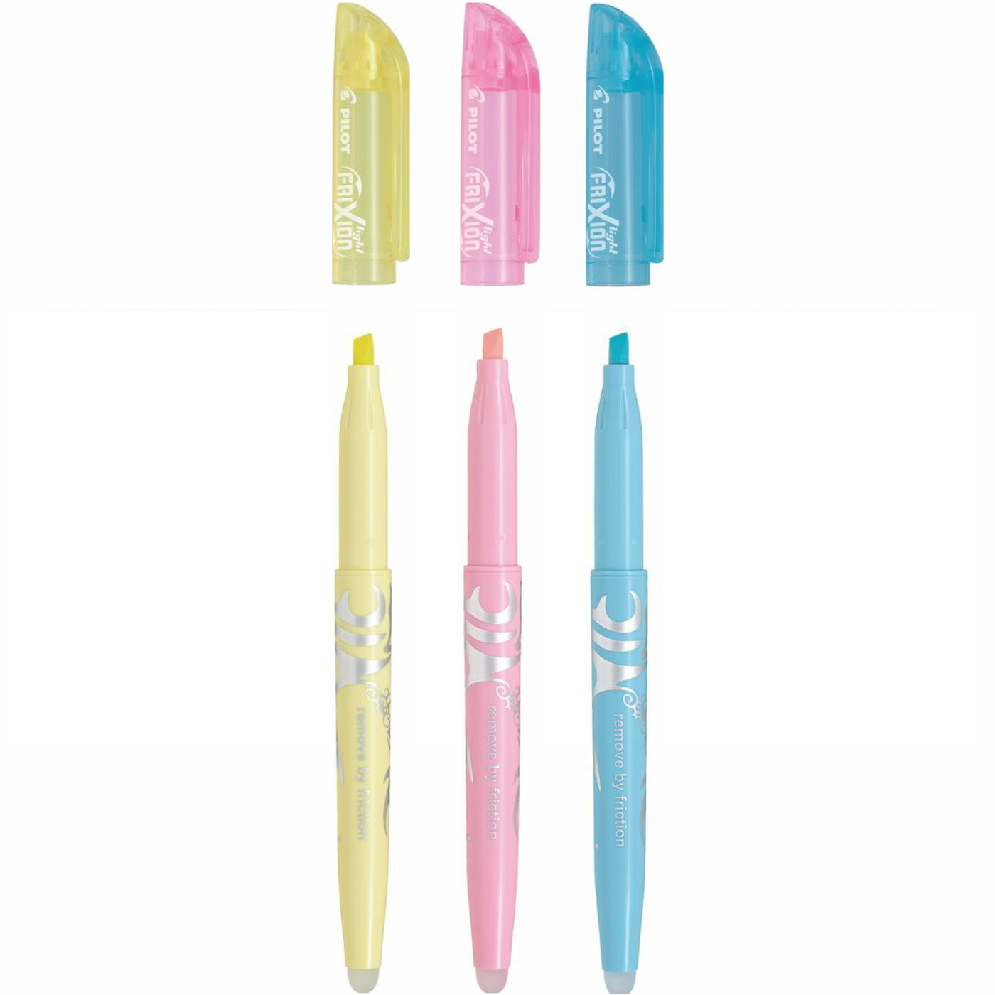Pilot FriXion Light Soft Erasable Pastel Highlighter Triple Blister 3pk - Pastel Yellow, Pink, Blue