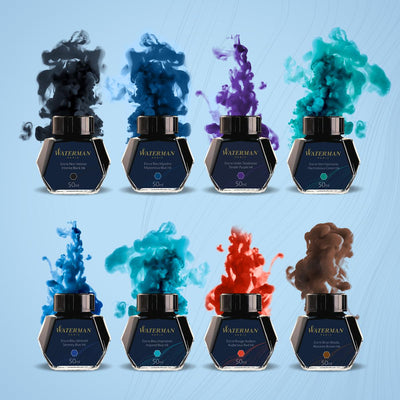 Waterman Bottled Ink For Fountain Pens - Black, Turquoise, Red & Green