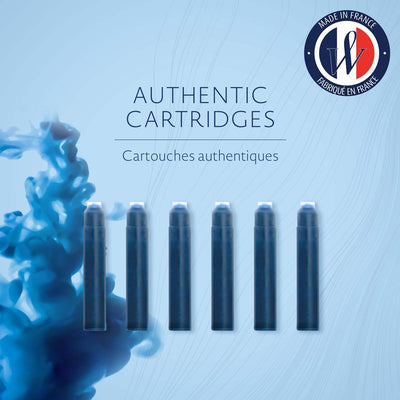 Pack of 6 Short International Waterman Fountain Pen Cartridges - Florida Blue