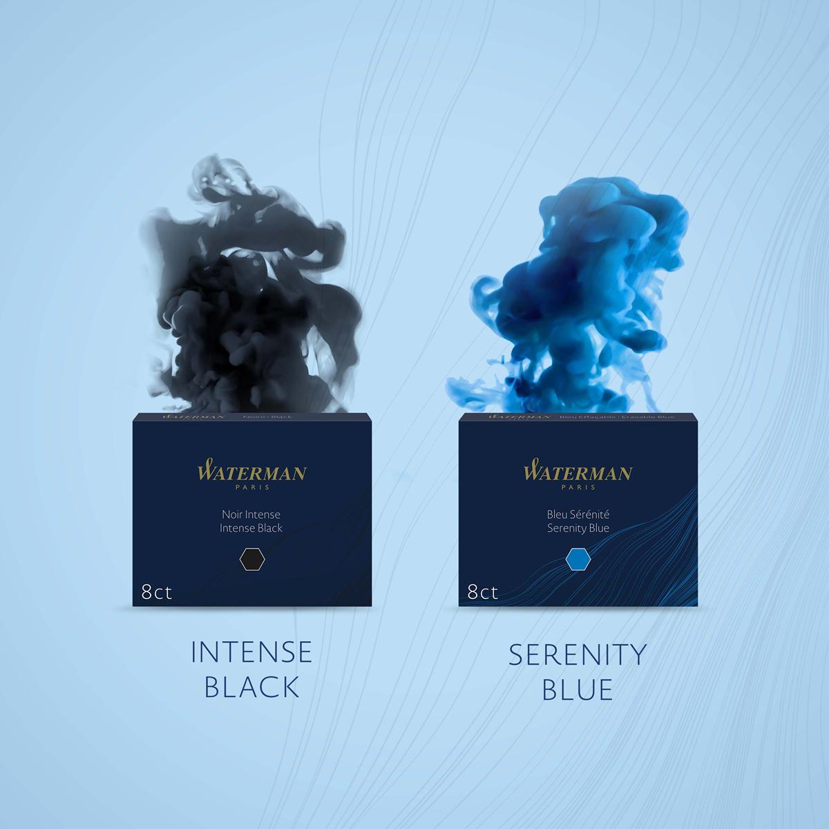 Pack of 6 Short International Waterman Fountain Pen Cartridges - Black