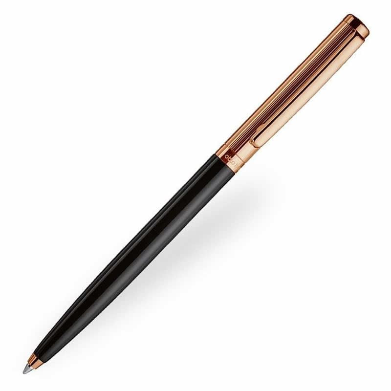 Otto Hutt Design 01 - Pinstripe Black & Rose Gold Ballpoint Pen