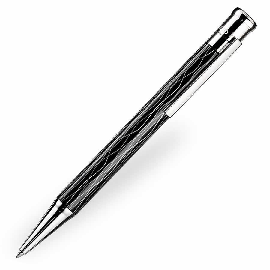 Otto Hutt Design 04 - Sterling Silver & Black Wave Ballpoint Pen