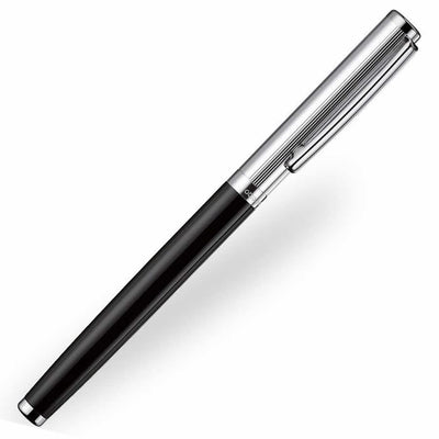 Otto Hutt Design 01 - Pinstripe Black & Sterling Silver Rollerball Pen