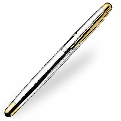 Otto Hutt Design 02 - Smooth Sterling Silver & Gold Trim Fountain Pen