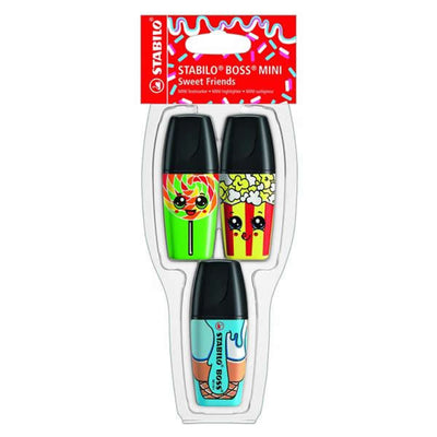 STABILO BOSS MINI Highlighters #1 - Set of 3 Sweet Friends Neon Pens