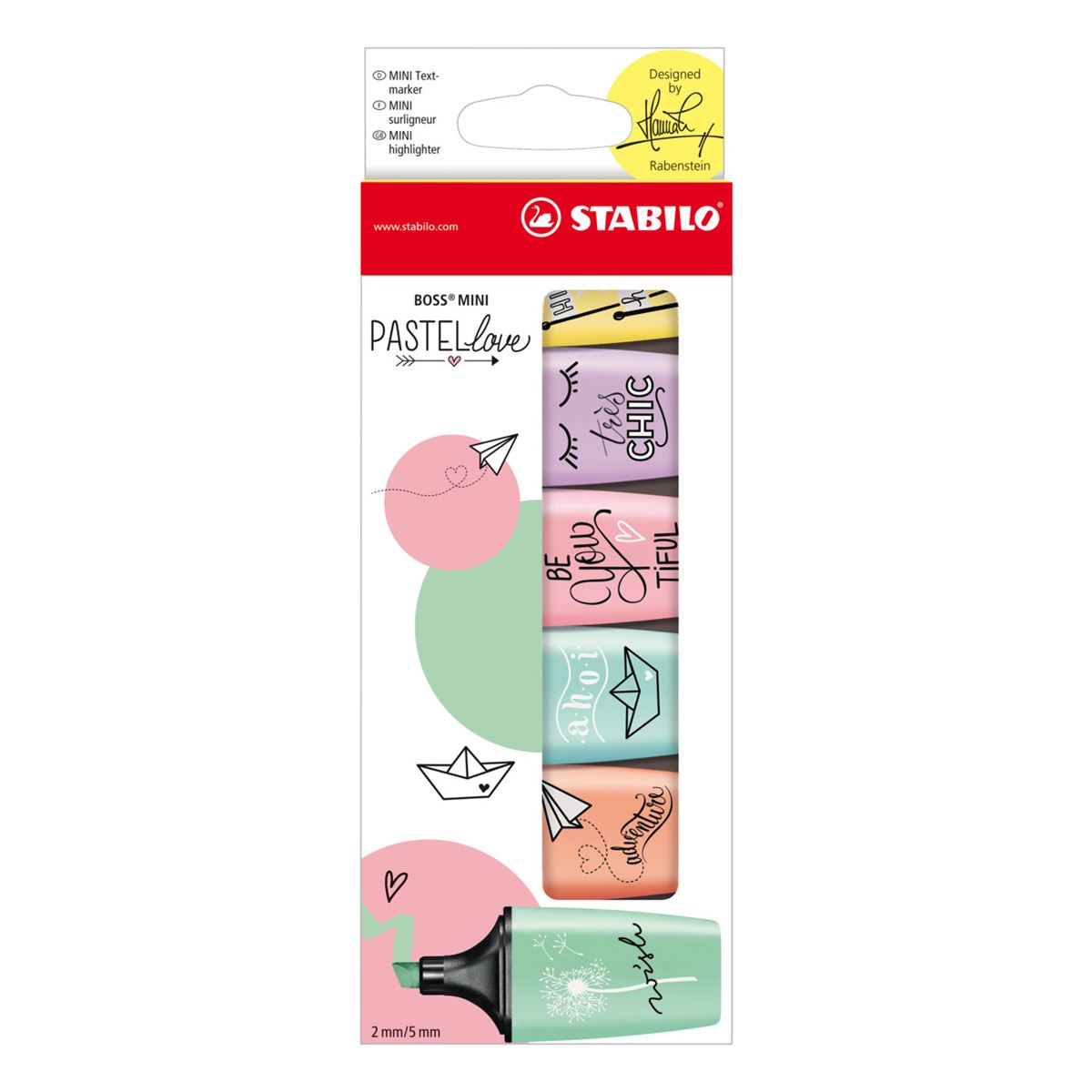 STABILO BOSS MINI Highlighters - Set of 6 Pastel Love Pens