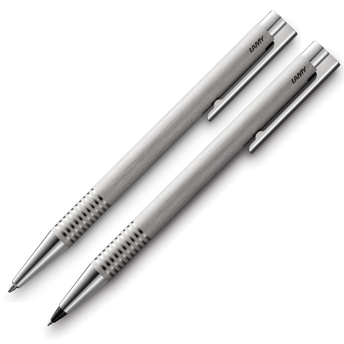 Lamy Logo Brushed Steel Ballpoint Pen and Mechanical Pencil Gift Set
