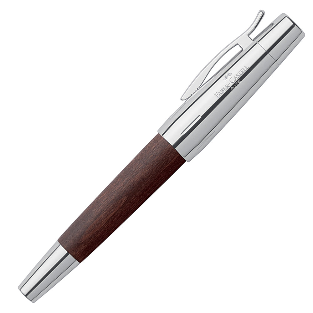 Faber-Castell E-motion Pearwood & Chrome Rollerball Pen - Dark Brown