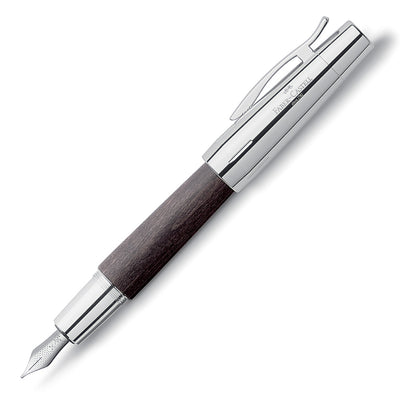 Faber-Castell E-motion Chrome & Wood Fountain Pen - Black