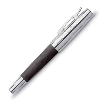 Faber Castell E-motion Chrome & Wood Rollerball Pen  - Black