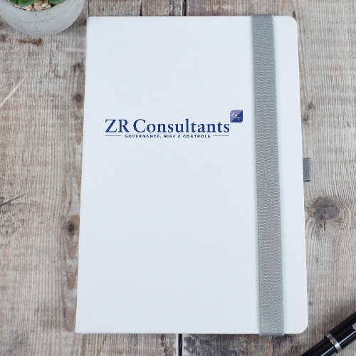 Printed White Textured Notebook With Logo - Corporate Gift, A5 Journal