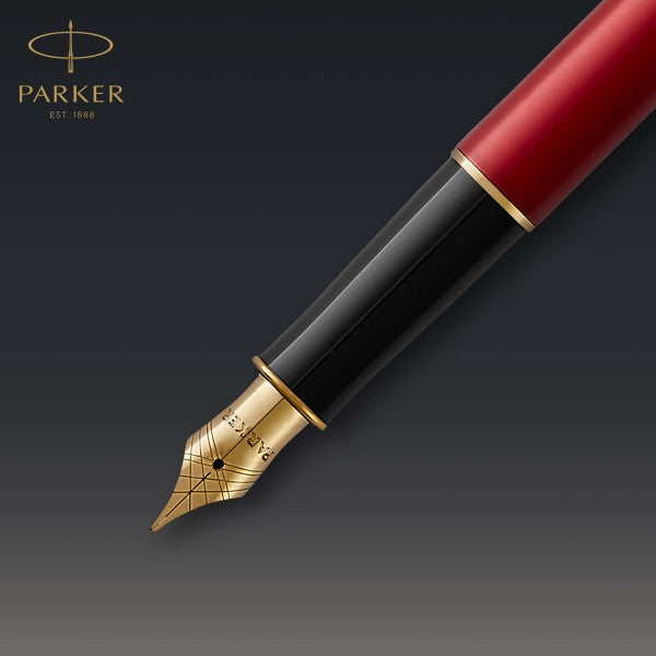 Parker Sonnet Red Gold Trim Fountain Pen