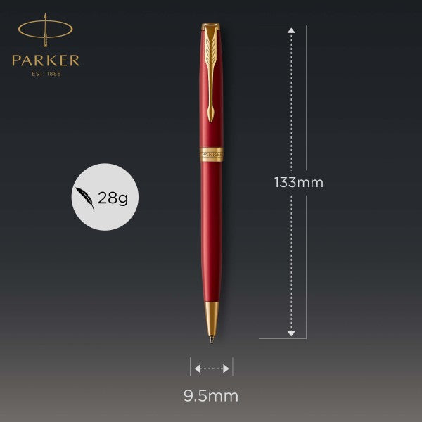 Parker Sonnet Red Lacquer and Gold Trim Fountain & Ballpoint Pen Set