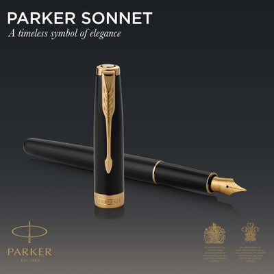 Parker Sonnet Laque Black Gold Trim Fountain Pen