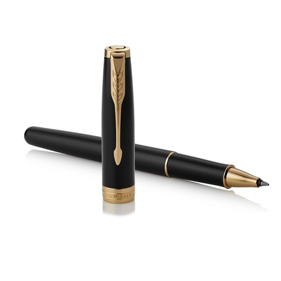 Parker Sonnet Laque Black Gold Trim Rollerball Pen - Executive