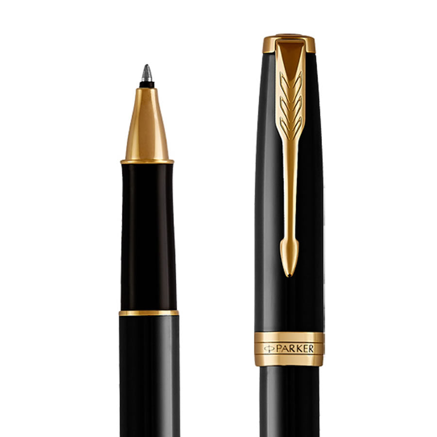 Parker Sonnet Laque Black Gold Trim Rollerball Pen - Executive