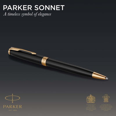 Parker Sonnet Black Lacquer and Gold Trim Ballpoint Pen