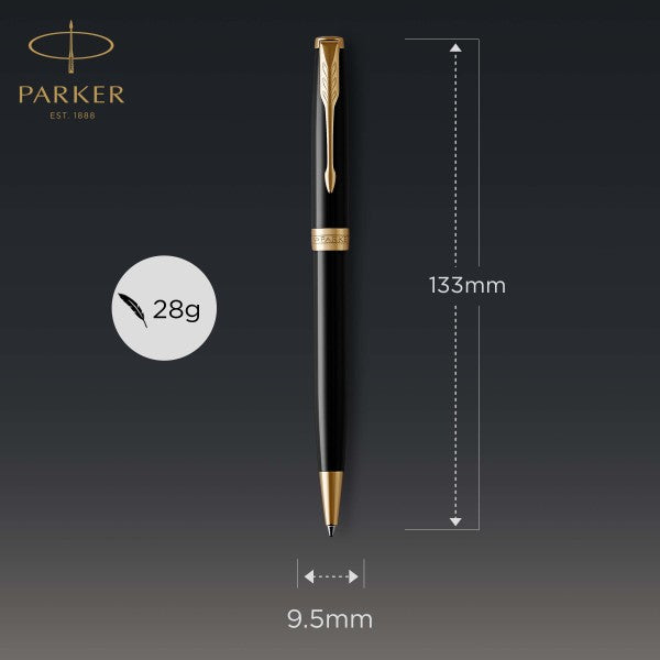 Parker Sonnet Laque Black Gold Trim Ballpoint Pen - Executive Pens