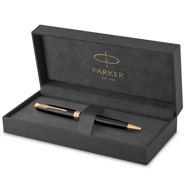 Parker Sonnet Laque Black Gold Trim Ballpoint Pen - Executive Pens