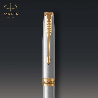 Parker Sonnet Stainless Steel Gold Trim Ballpoint Pen