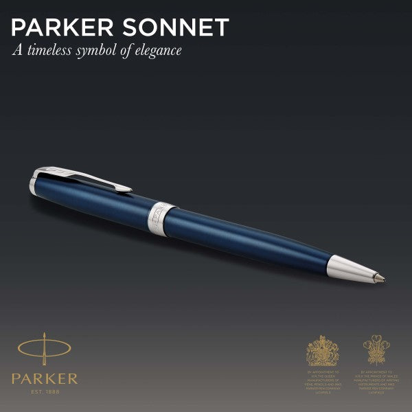 Parker Sonnet Blue Lacquer and Chrome Trim Ballpoint Pen