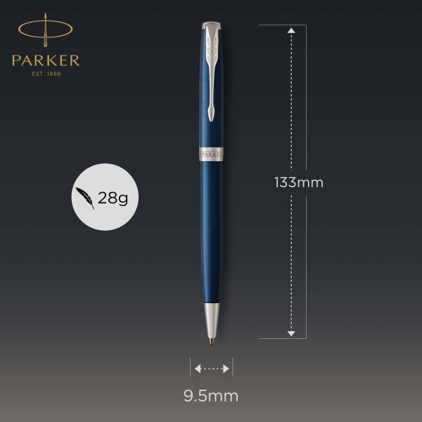 Parker Sonnet Blue Lacquer and Chrome Trim Ballpoint Pen