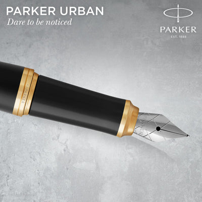 Parker Urban Matte Black Gold Trim Fountain Pen