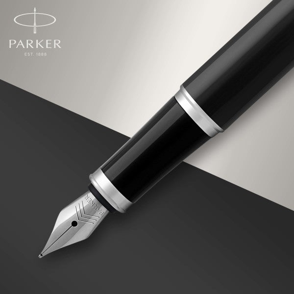 Parker IM Black Chrome Trim Rollerball & Fountain Pen Set