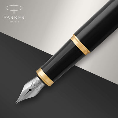 Parker IM Black Gold Finish Trim Ballpoint & Fountain Pen Set