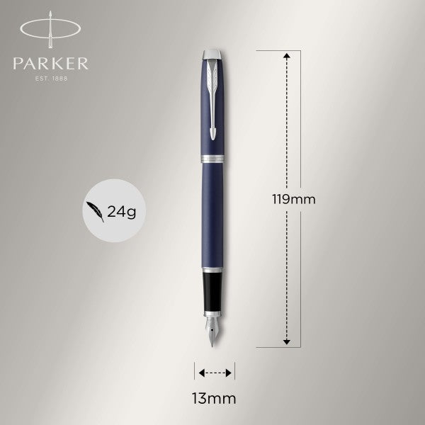 Parker IM Matte Blue Chrome Trim Fountain Pen