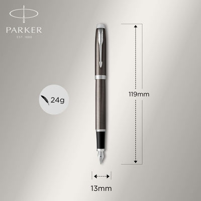 Parker IM Dark Espresso Chrome Trim Ballpoint & Fountain Pen Set