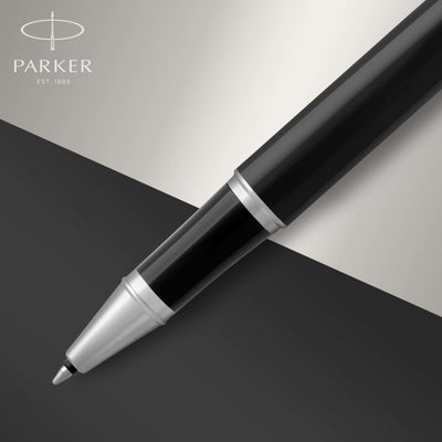 Parker IM Black Chrome Trim Ballpoint & Rollerball Pen Set