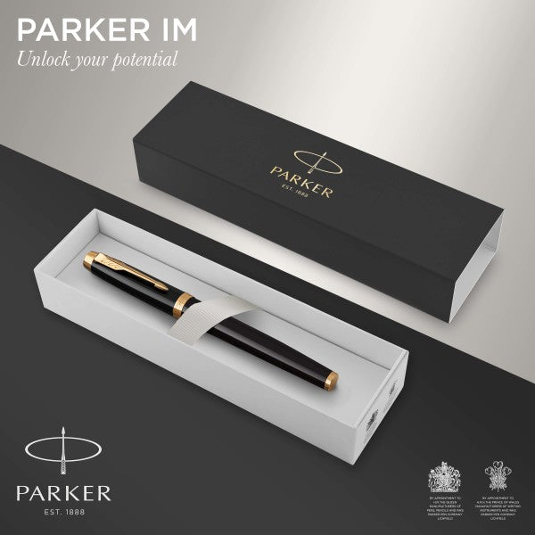 PARKER IM Core Rollerball en balpen met gravure, premium pen, geschenkdoos, zwarte vulling, gepersonaliseerd cadeau, naam, gegraveerd, jubileum, verjaardag (Black Lacquer G.C PARKER IM Core Rollerball en balpen met gravure, premium pen, geschenkdoos, zwarte vulling, gepersonaliseerd cadeau, naam, gegraveerd, jubileum, verjaardag (Black Lacquer G.C