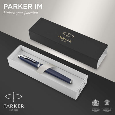 Parker IM - Matt Blue Fountain and Rollerball Pen Set