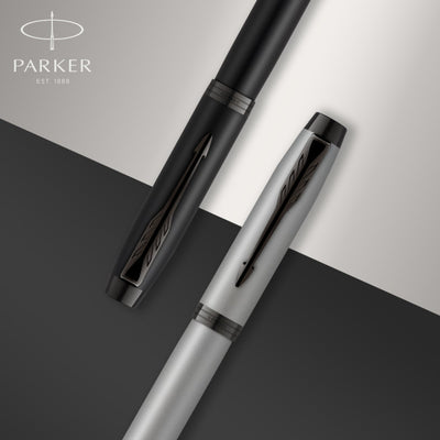 Parker IM Dark Espresso Chrome Trim Ballpoint & Rollerball Pen Set