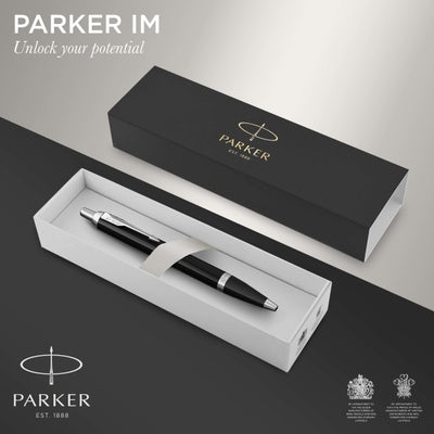 Parker IM Black Chrome Trim Ballpoint & Fountain Pen Set